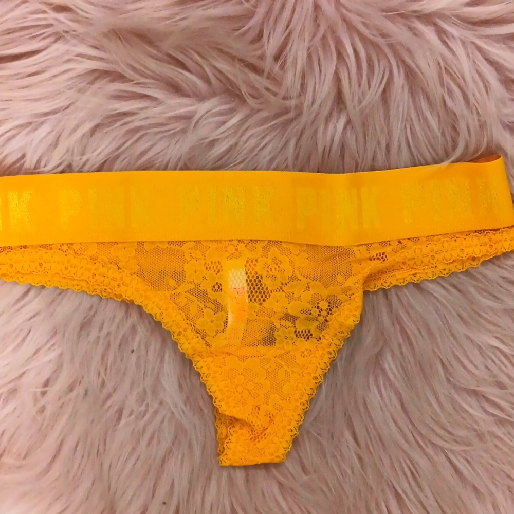 Brand New PINK Victoria's Secret FLORAL LACE Thong-XS